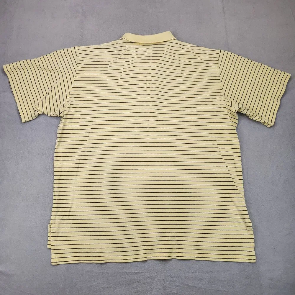 Polo Ralph Lauren Polo Shirt Men 2XL Yellow Striped Short Sleeve Pocket 90's Y2K